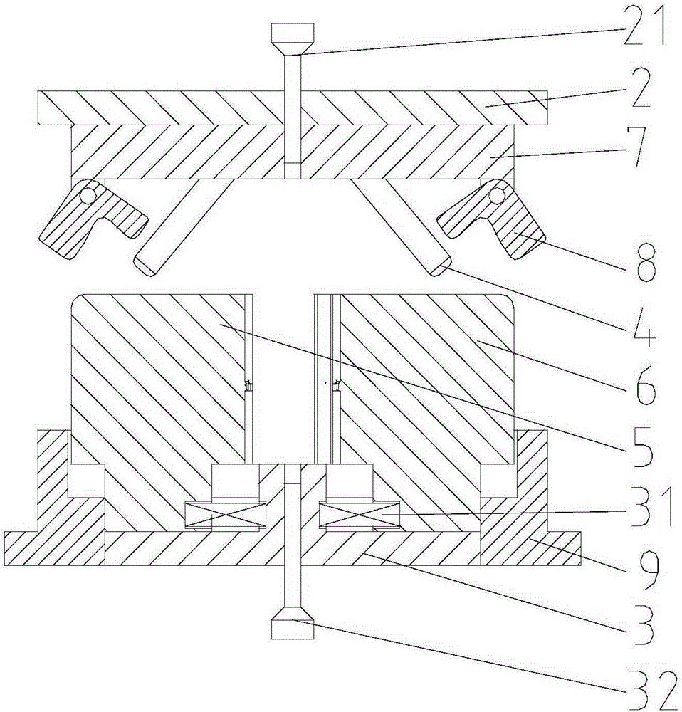 Guide-pin-based multidirectional closed forging device and technology for special-shaped oil sprayer body