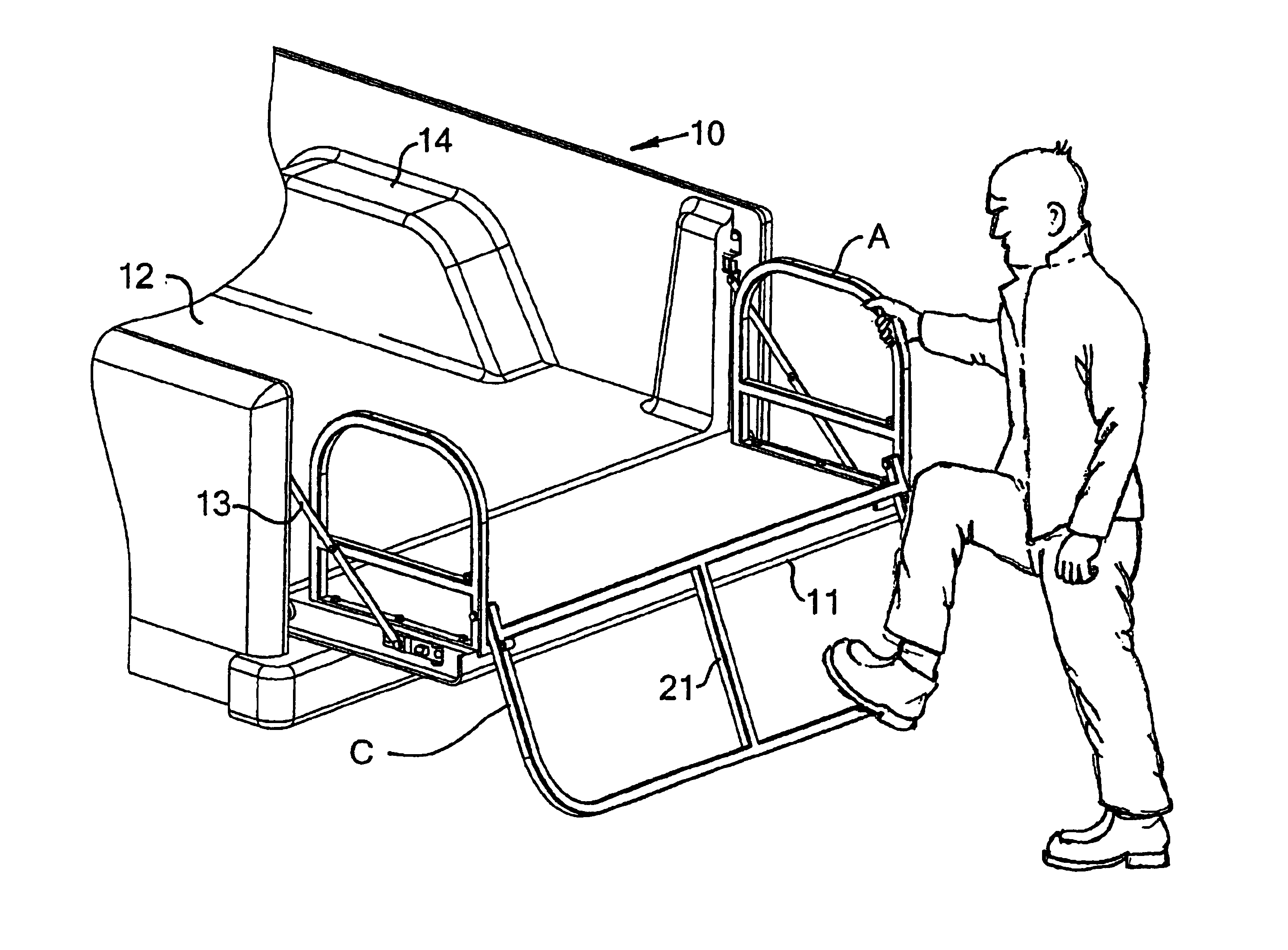 Apparatus and method for accessing and extending a truck bed