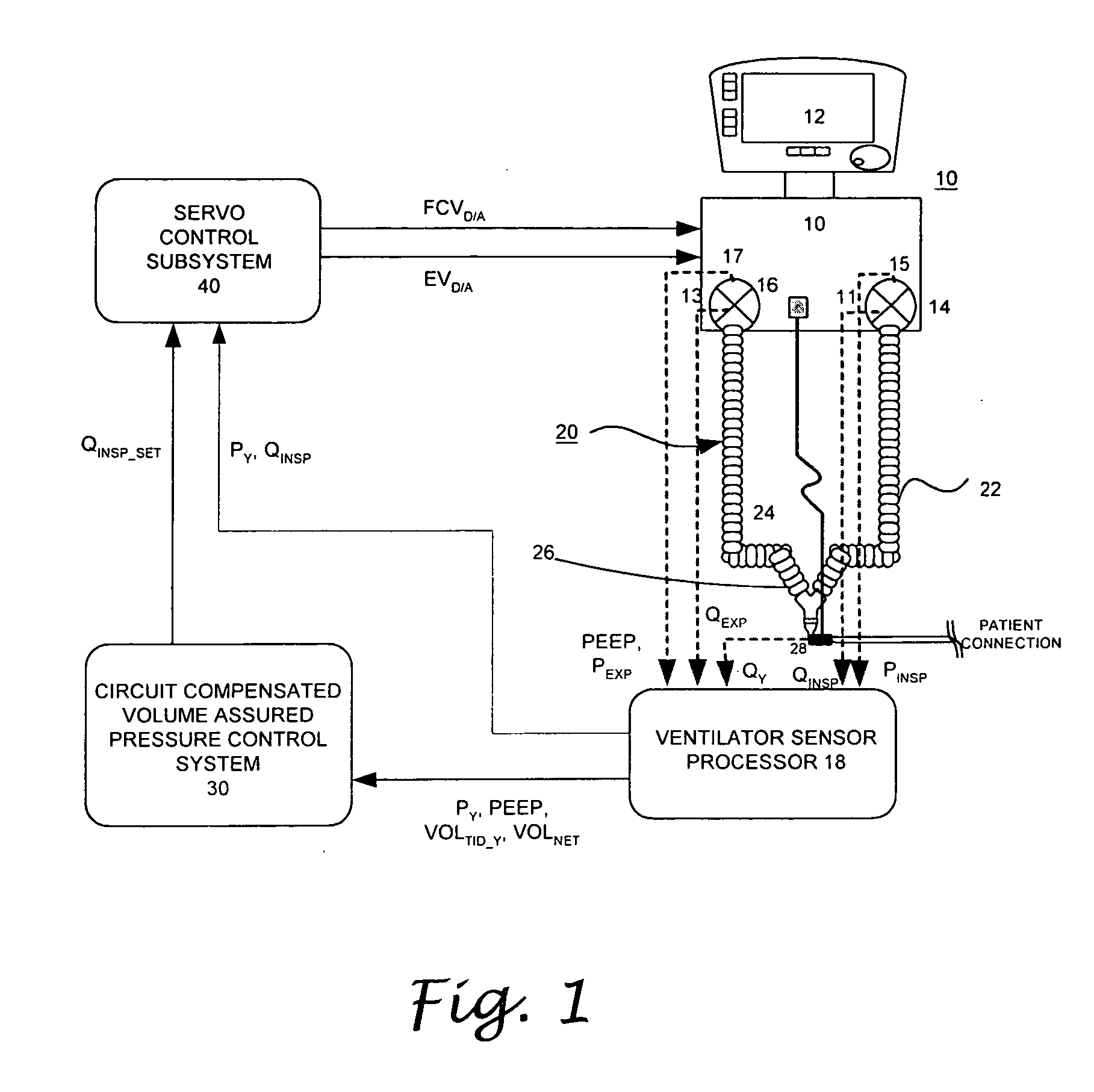 System and method for circuit compliance compensated volume assured pressure control in a patient respiratory ventilator