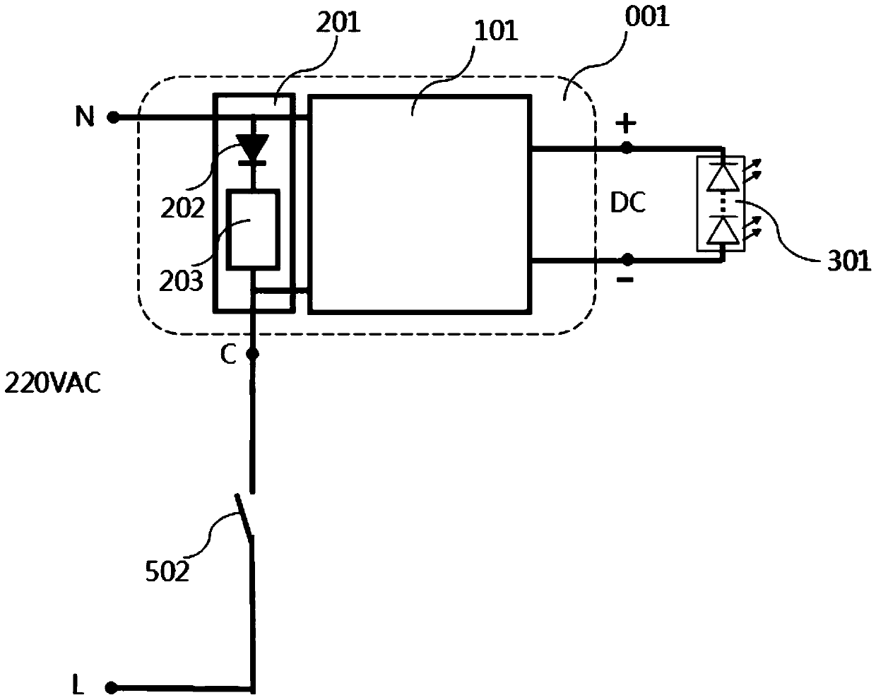 A half-wave shunt type LED lamp driving device