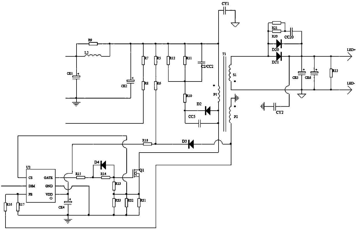 Driving power supply for enabling LED lamp to gradually lighten