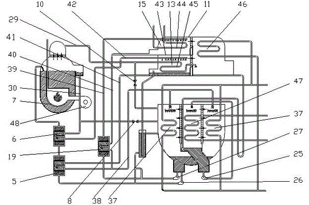 Two-stage type hot water direct-fired single-double effect composite lithium bromide absorption refrigeration unit