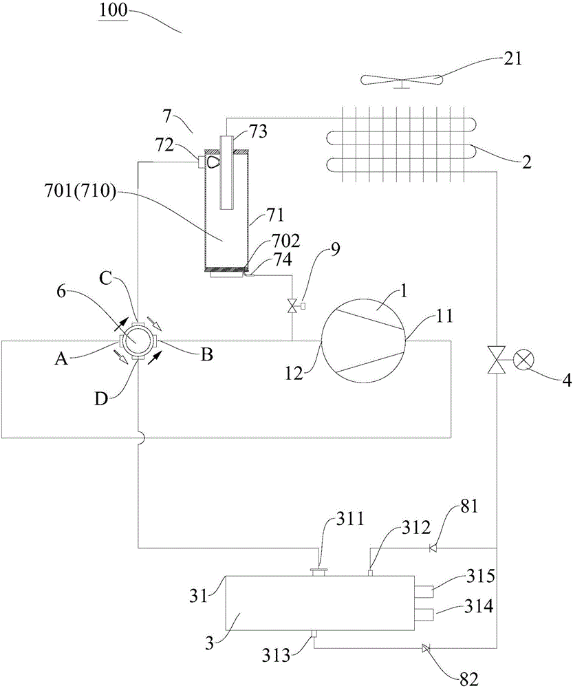 Gas-liquid separator and heat pump unit comprising same