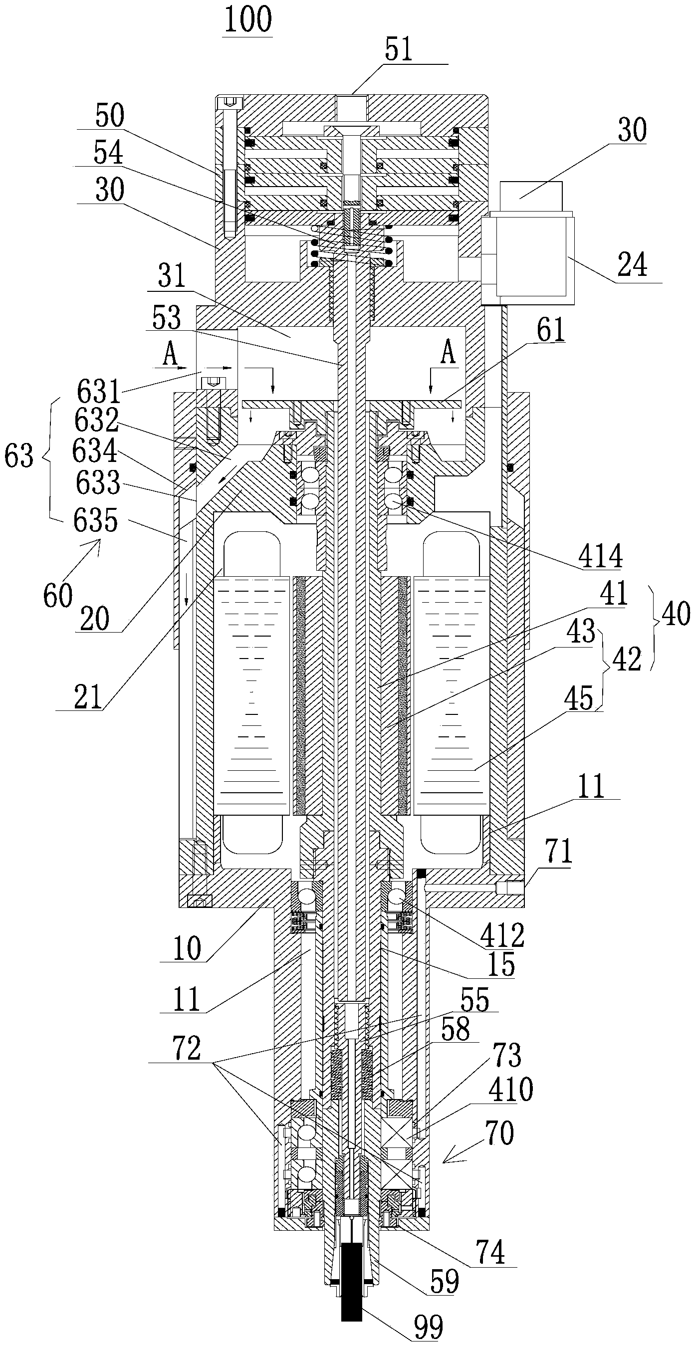 High-speed electric spindle of ball