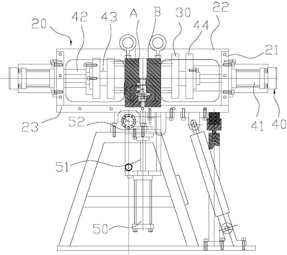 Steel die splitting and assembling device for pouring