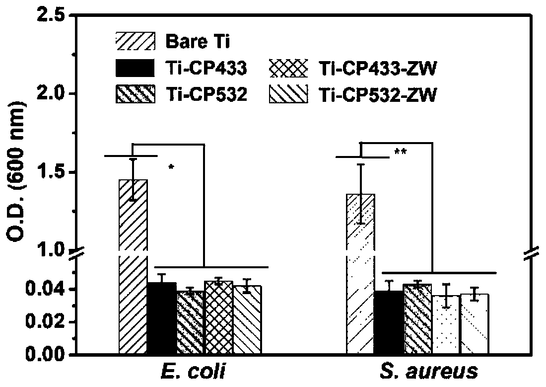 Carboxylic acid betaine zwitterionic composite antibacterial functional coating material and preparation method and application thereof