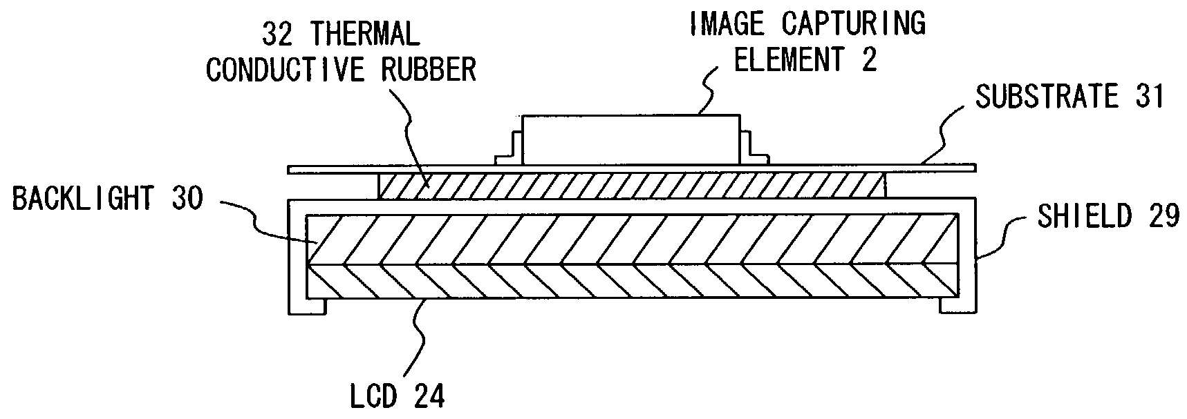 Devices including a thermally conductive member which guides heat produced by an image capturing unit to a display chassis