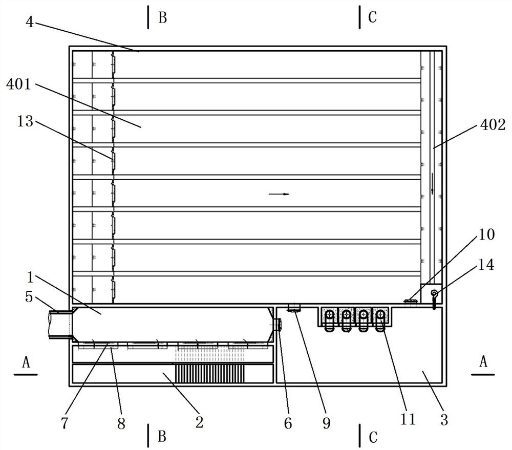 Efficient land-saving storage pond with self-cleaning function