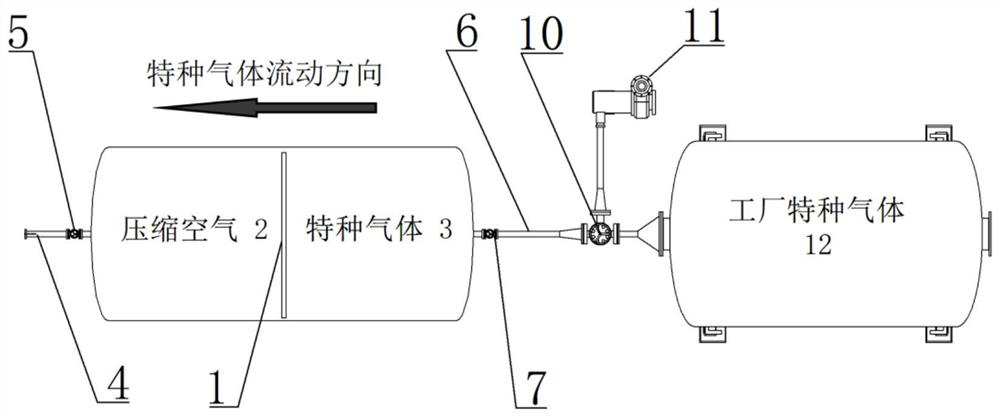 Piston type wind tunnel special gas inflation method utilizing compressed air power