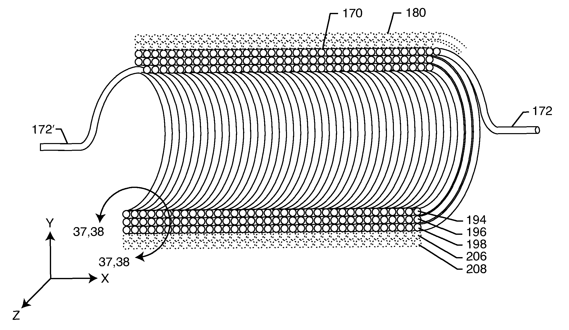 Self-resonant inductor wound portion of an implantable lead for enhanced MRI compatibility of active implantable medical devices