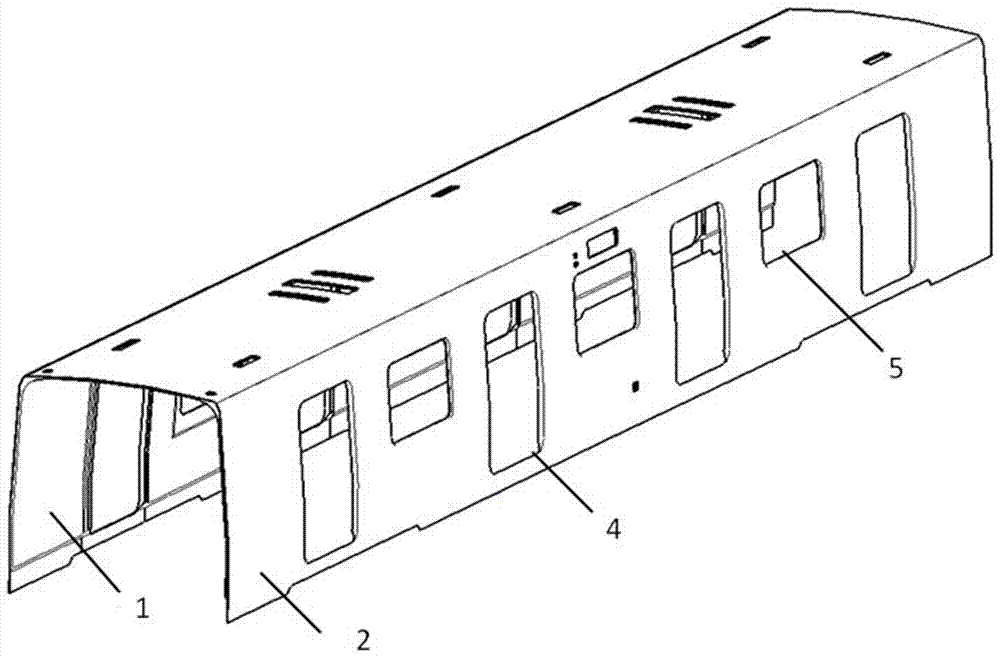 Low-cost technologically-molded carbon fiber composite material subway vehicle body and manufacturing method thereof