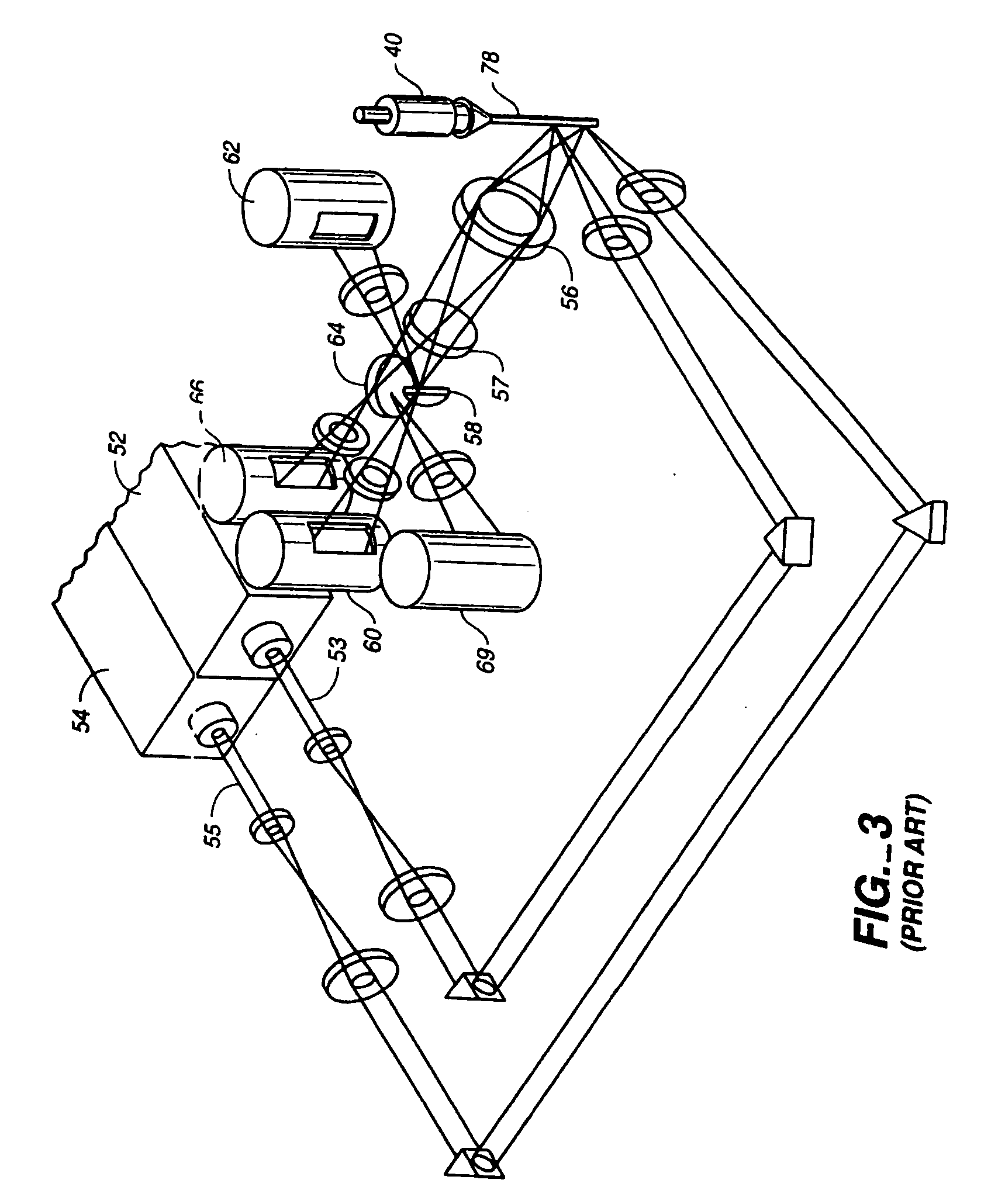 Fluorescence detection instrument with reflective transfer legs for color decimation