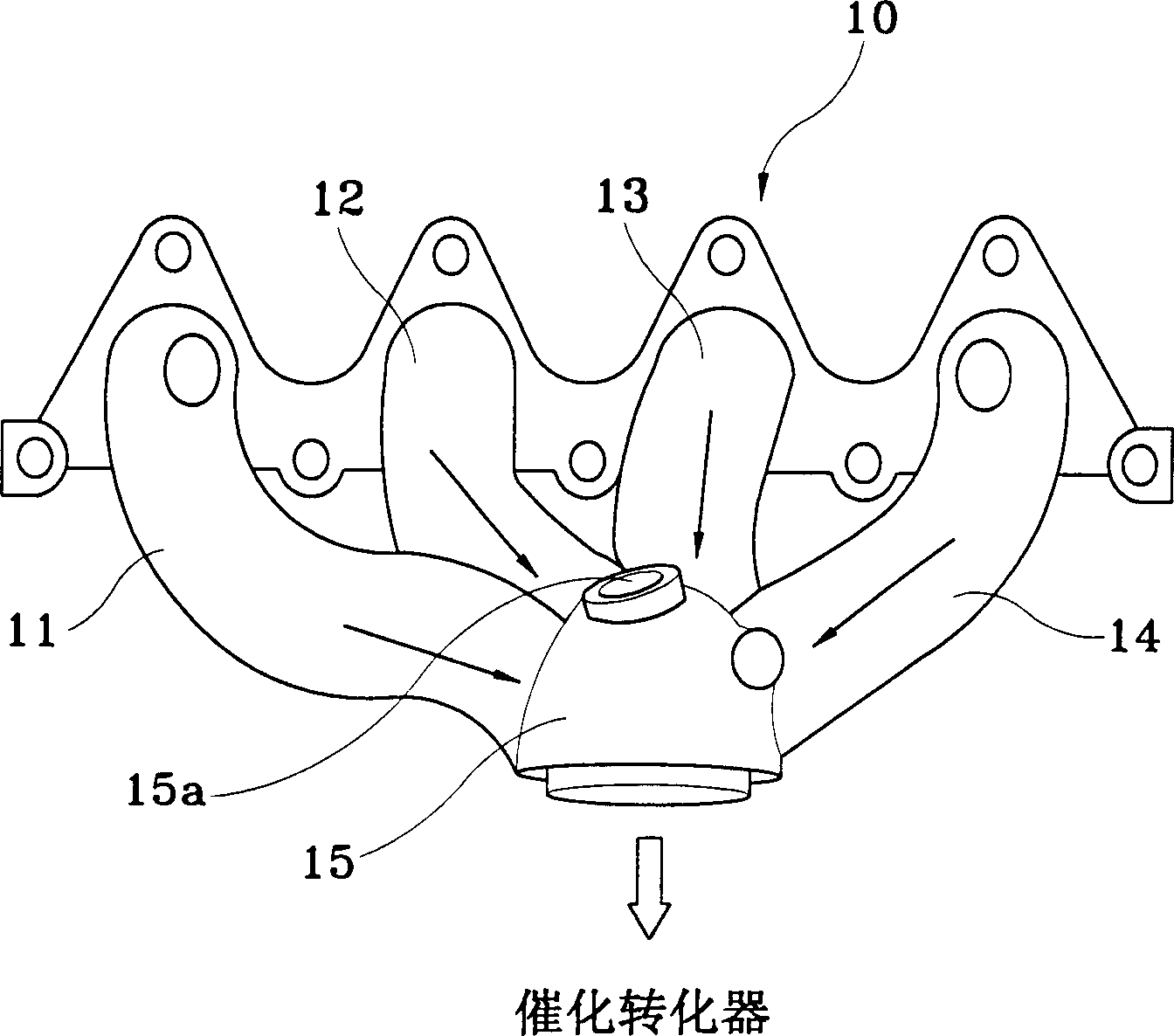 Automobile gas exhausting manifold branch