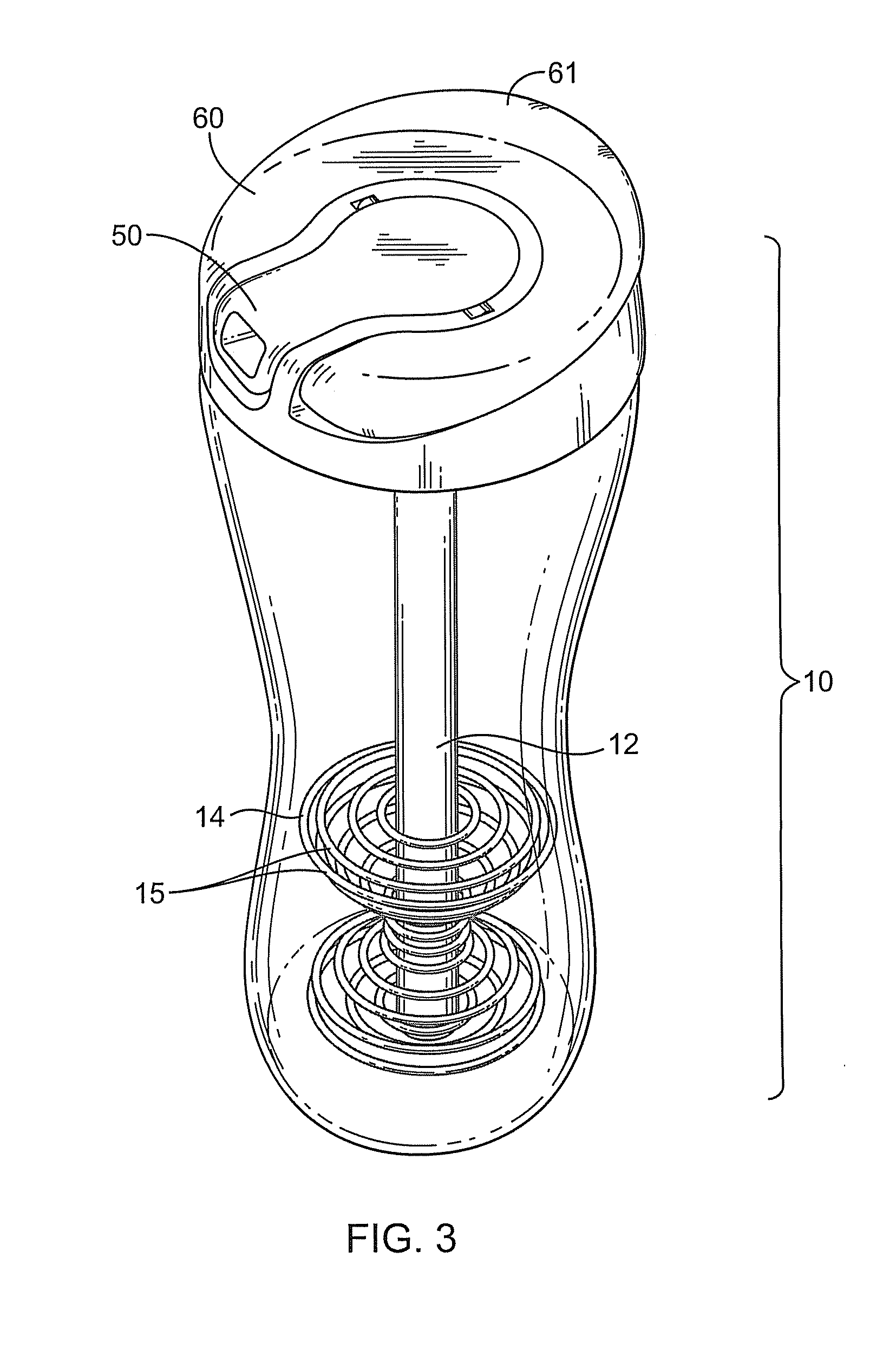 Shakeable container with agitator