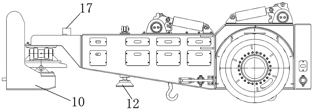 Heavy-duty hydraulic support trackless transport vehicle and support trackless tank entry method