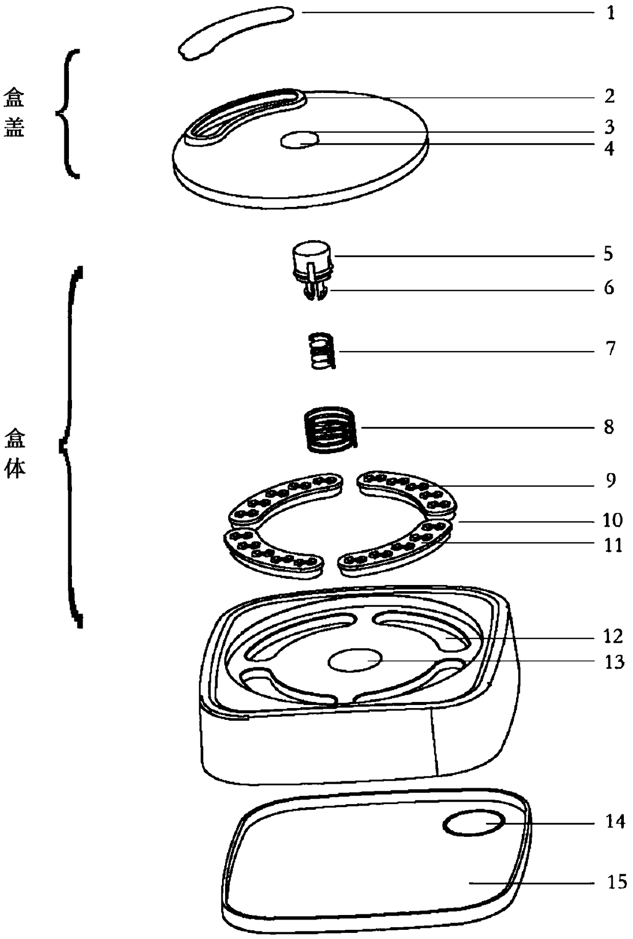 Packaging device for orthodontic products, and using method of packaging device