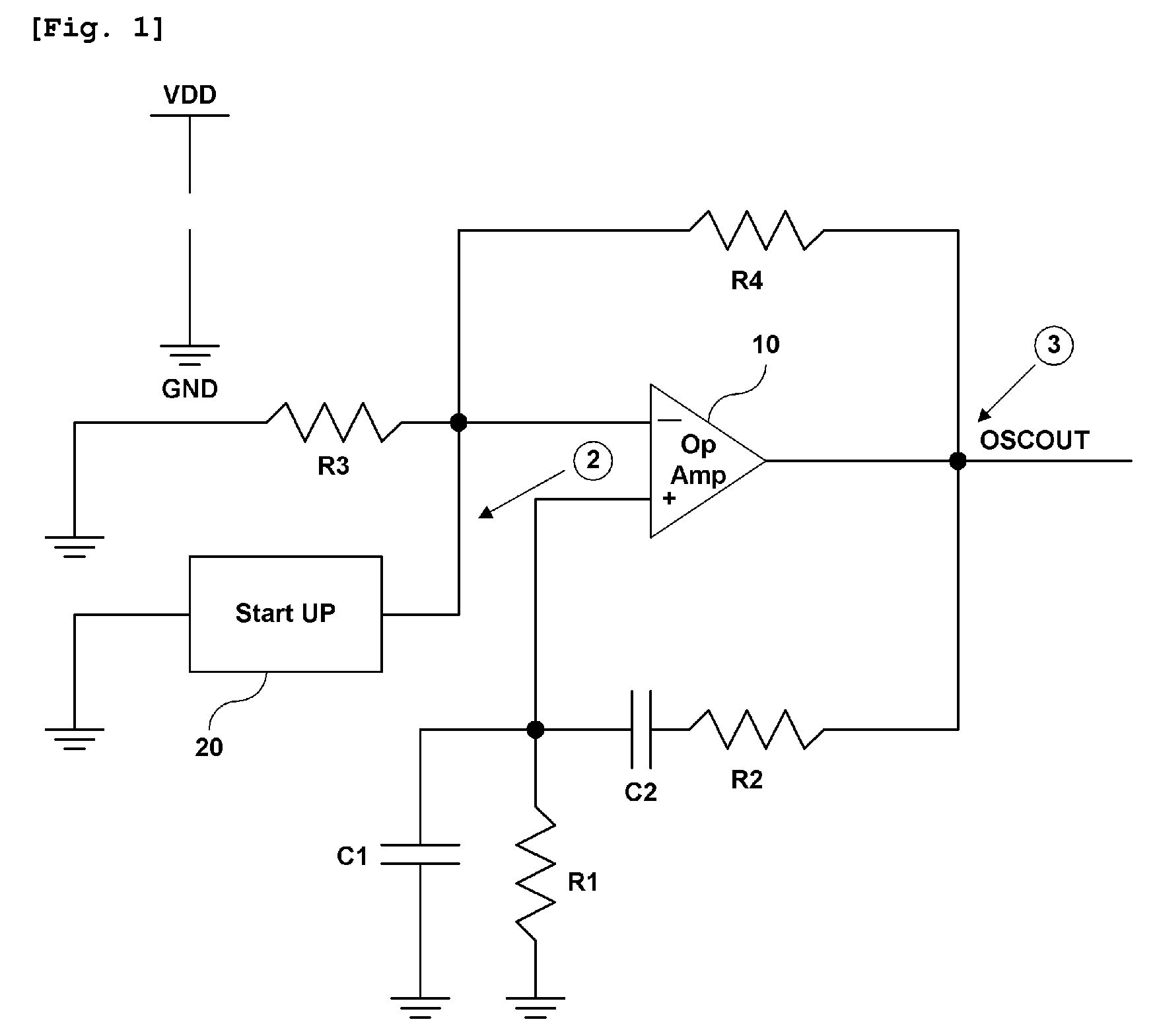 Sine wave oscillator having a self-startup circuit