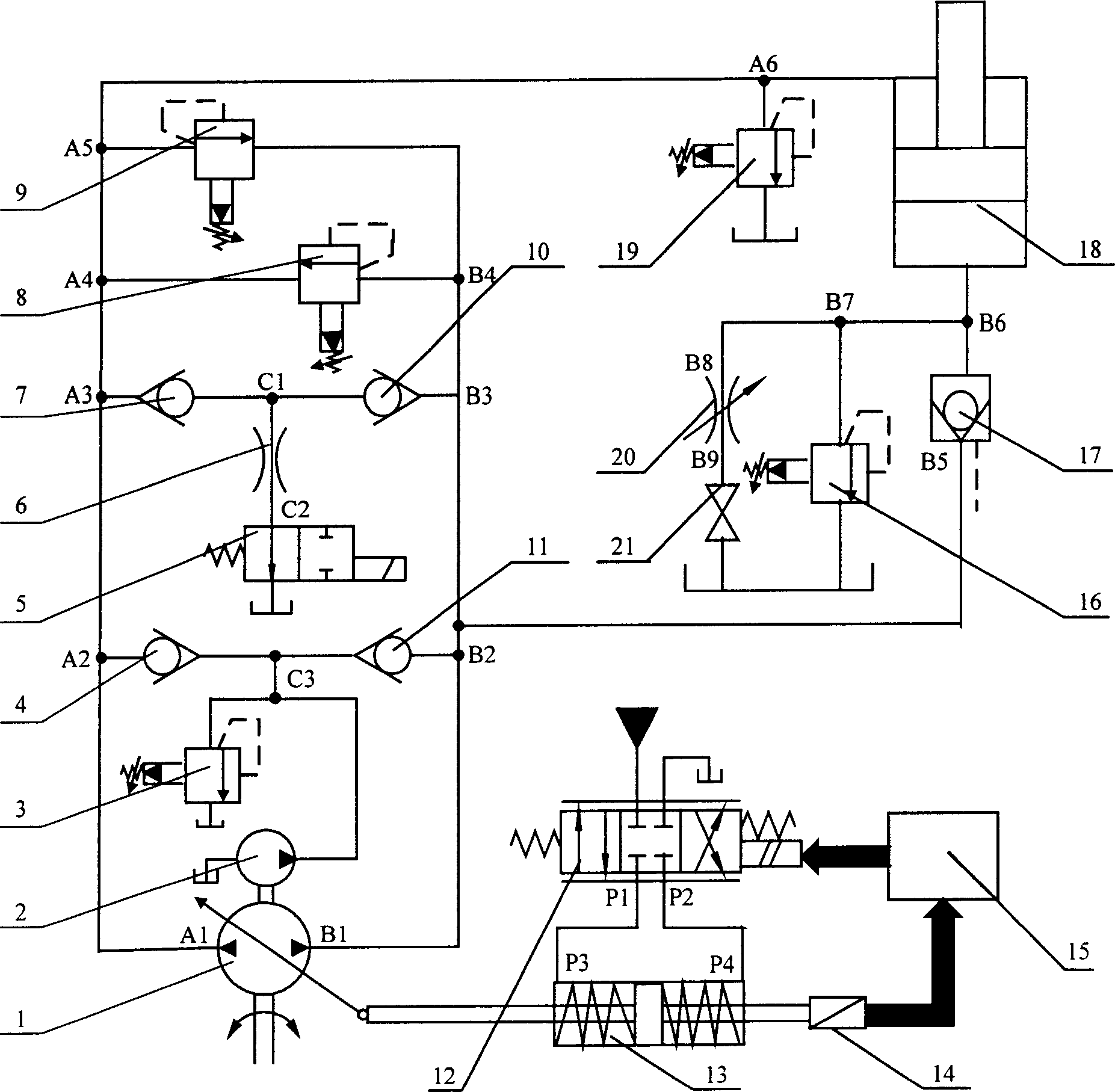 Asymmetric cylinder closed-loop speed system controlled by electro-hydraulic proportional pump