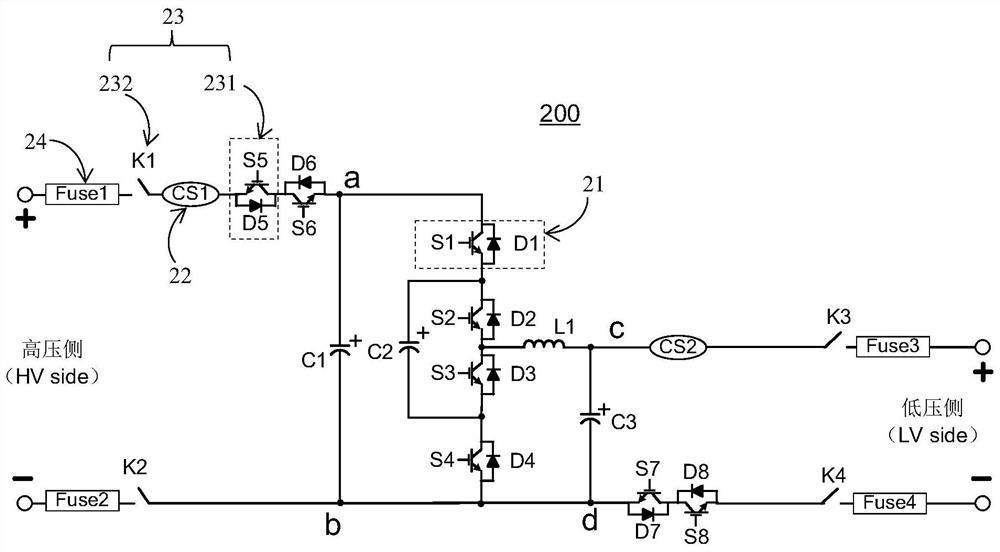 Short-circuit current suppression circuit for flying capacitor converter and energy storage system with short-circuit current suppression circuit