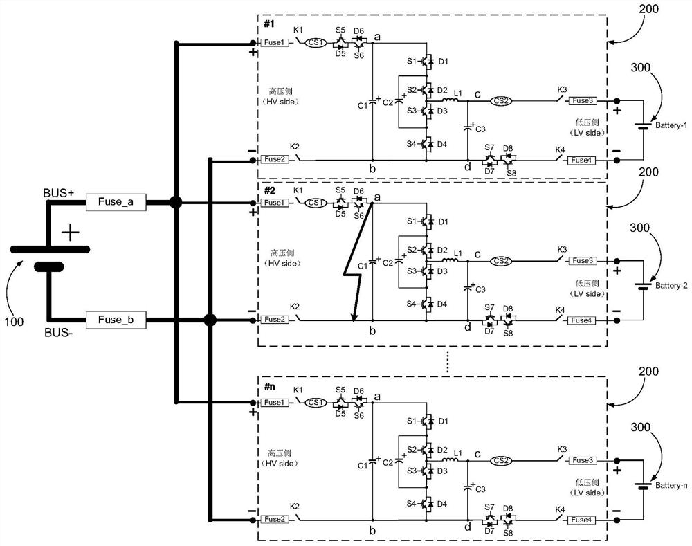 Short-circuit current suppression circuit for flying capacitor converter and energy storage system with short-circuit current suppression circuit