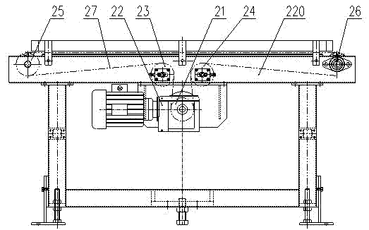 Transfer mechanism at 90-degree corner of conveyor track