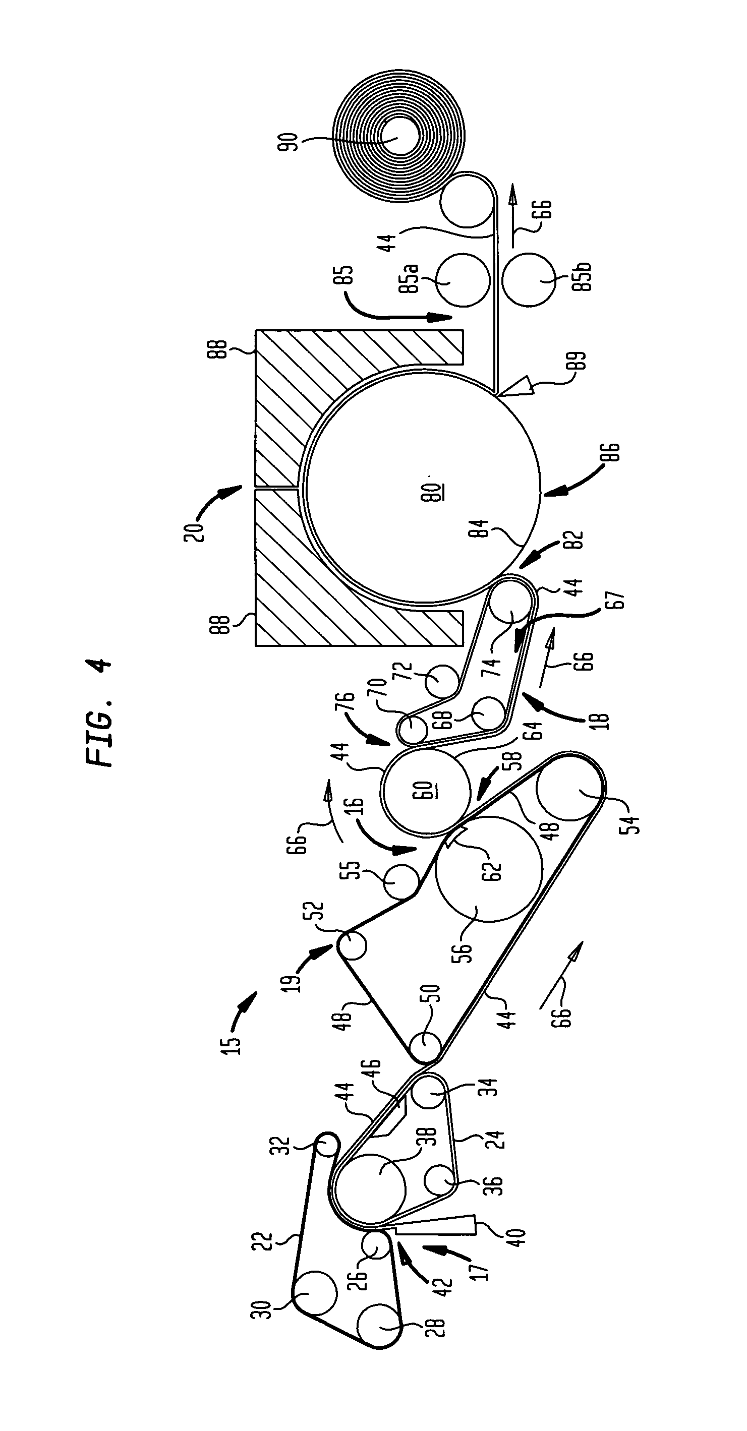 Wet-pressed tissue and towel products with elevated CD stretch and low tensile ratios made with a high solids fabric crepe process