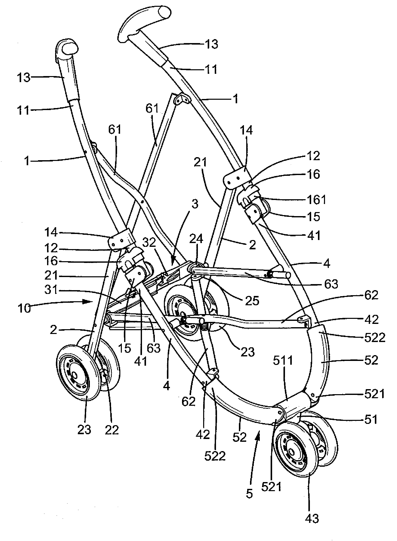 Foldable Three-Wheel Stroller