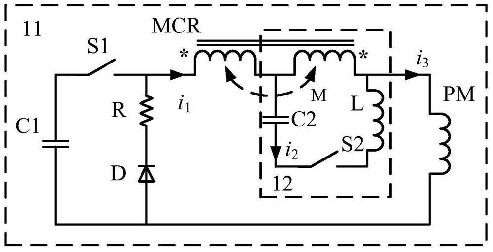 Circuit and method for generating flat-topped pulsed magnetic field