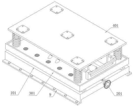 A vibration damping device for a capacitor processing machine tool