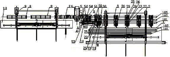 Production device and machining method for U-shaped longitudinal beam and lining beam automatic positioning beam combining spot welding