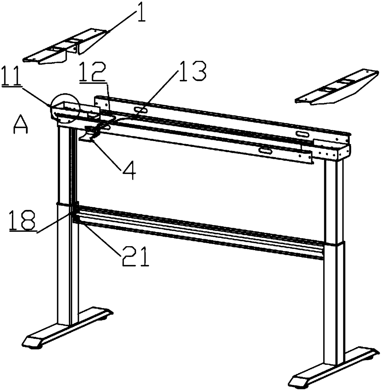 Two-leg pneumatic tooth-row lifting table