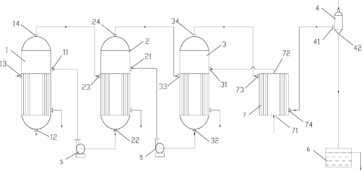 Potassium chloride triple-effect evaporation system capable of improving heat energy utilization rate