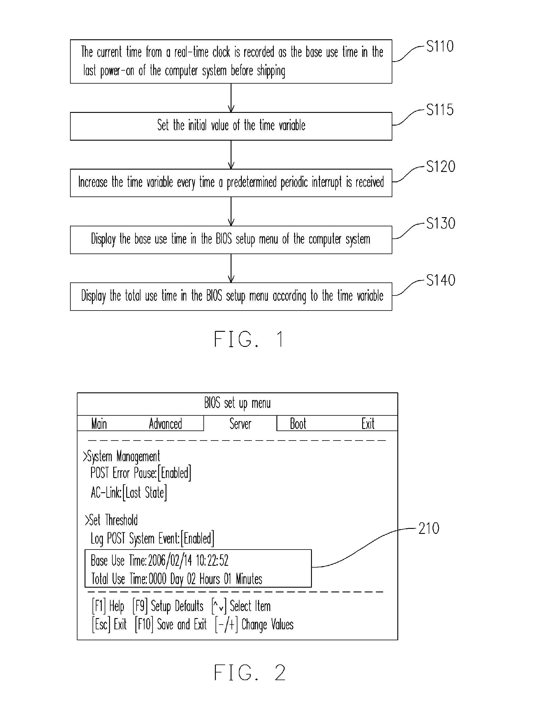 Method for recording use time of computer system