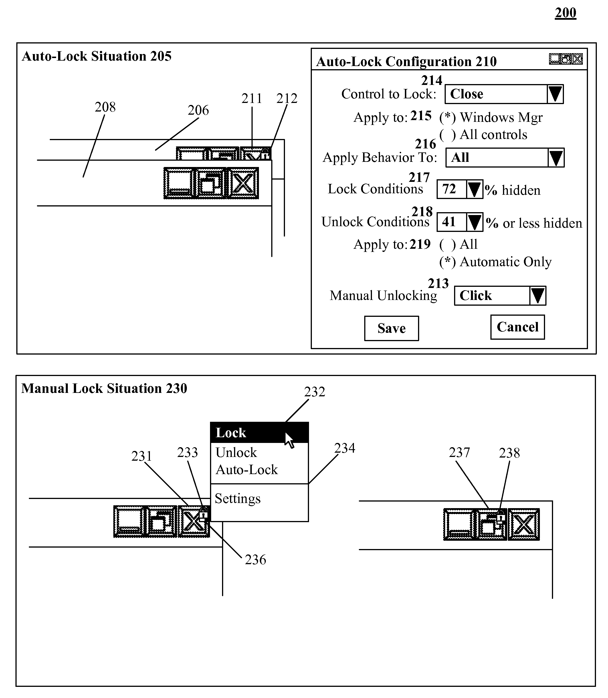 Selectively locking GUI controls to prevent accidental operations in a computing environment