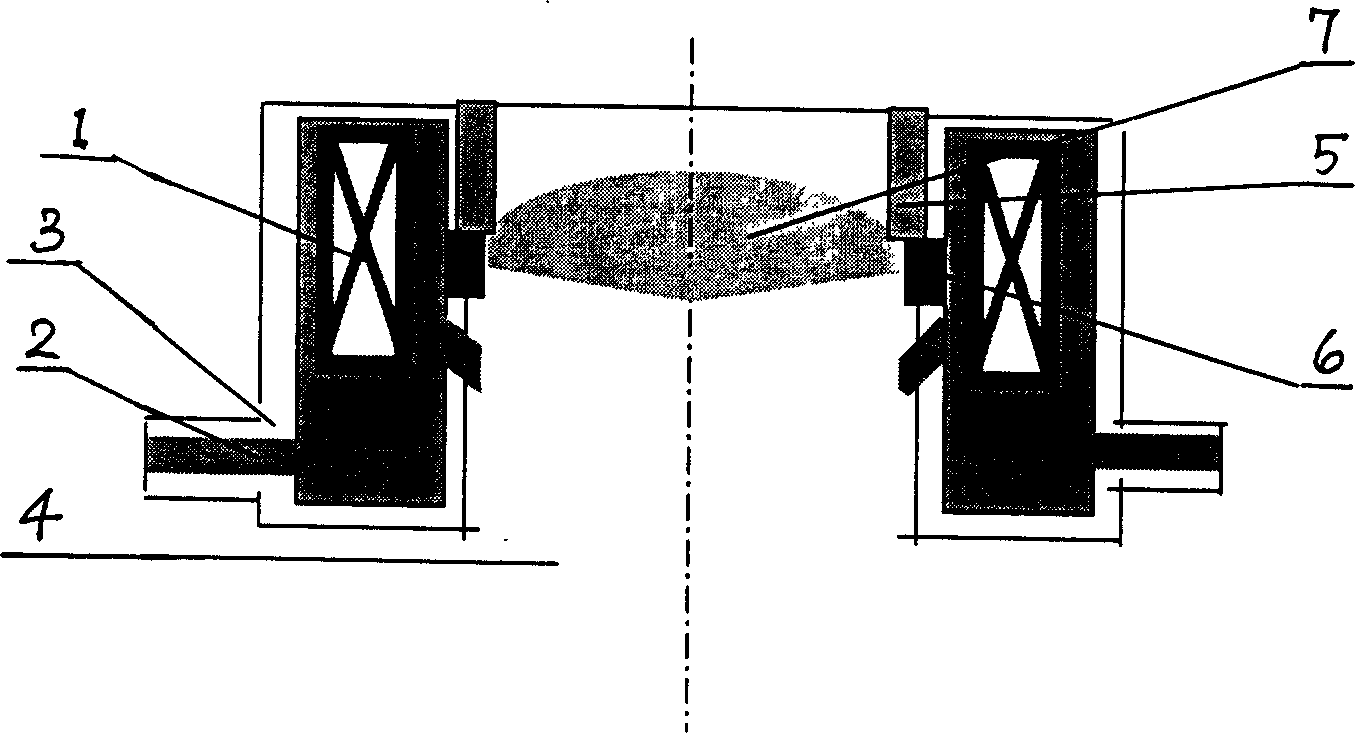 Alumium alloy low frequency electromagnetic semi-continuous casting method and device