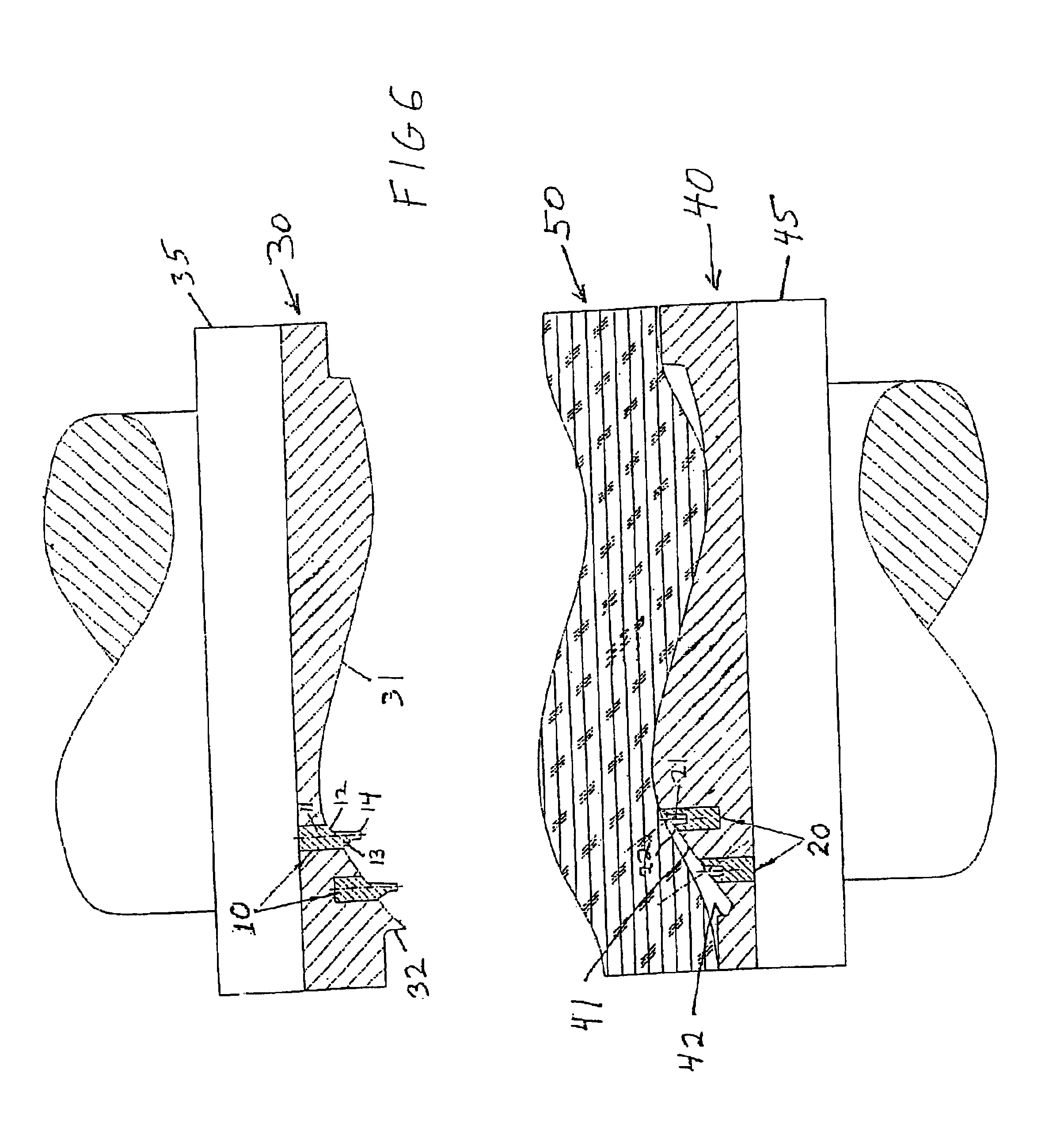 Strandboard molding having holes at angles of 20 degrees to vertical or more