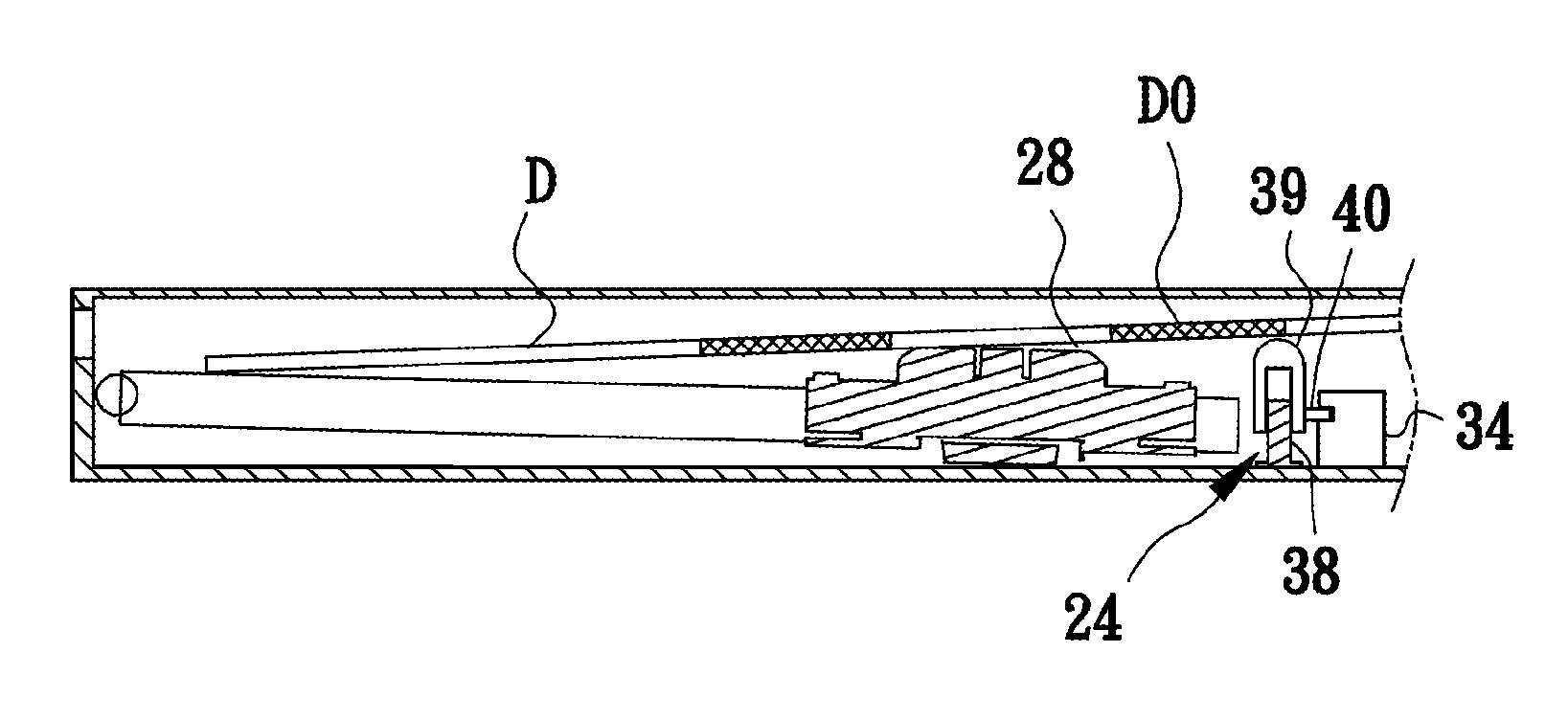 Slot-in optical disk drive with lifting ejection device