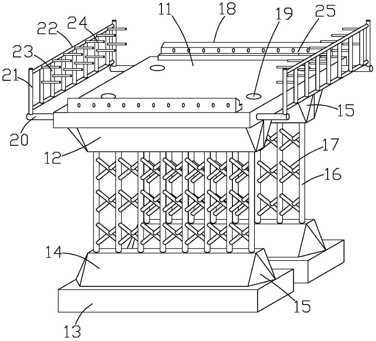 A kind of anti-seismic flood control device and construction method of Guyun corridor bridge