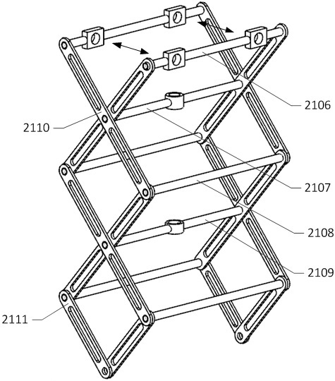 Shear fork type suspension mechanism for tree barrier cleaning flying robot