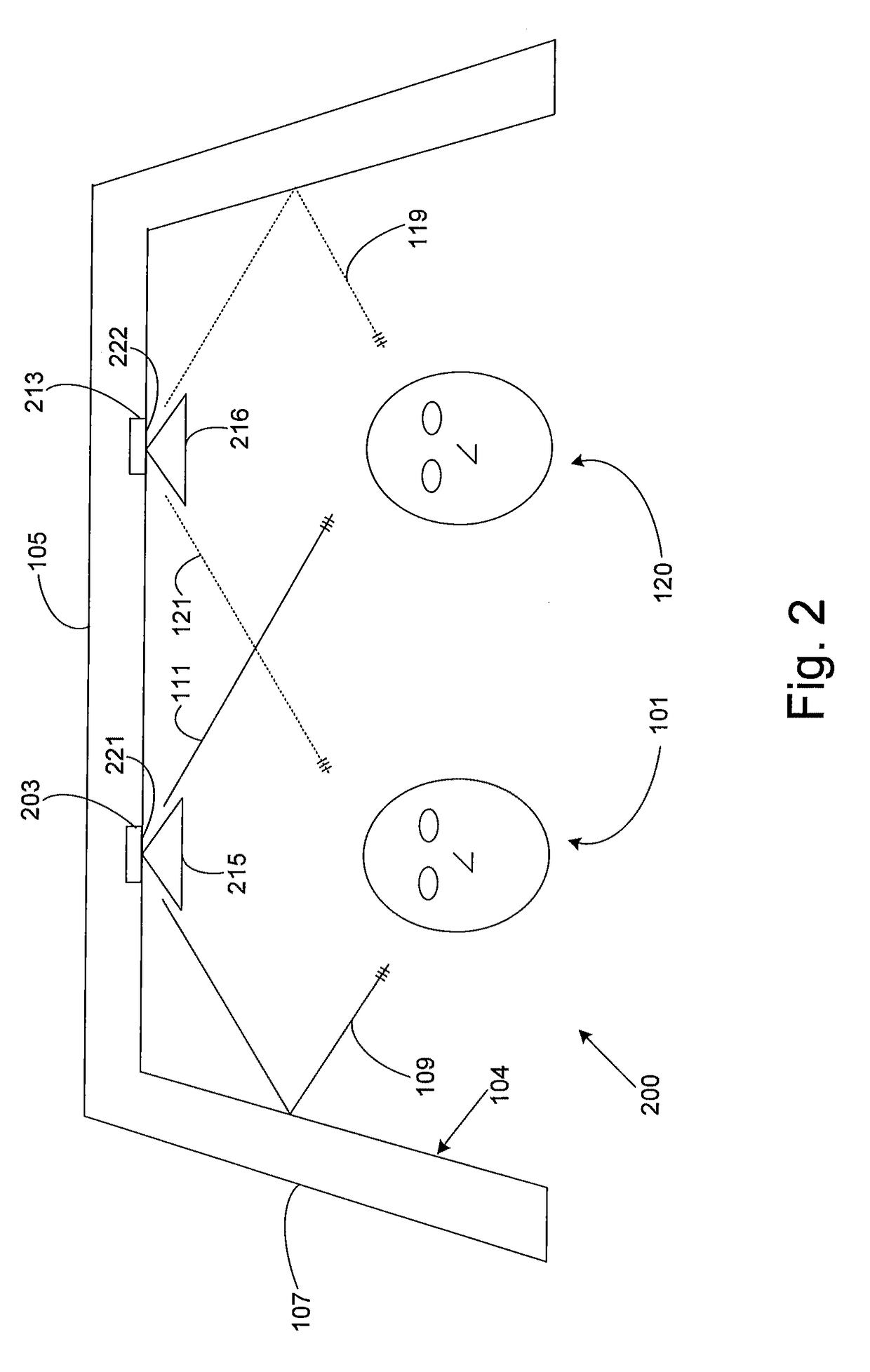 Directional loudspeaker to reduce direct sound