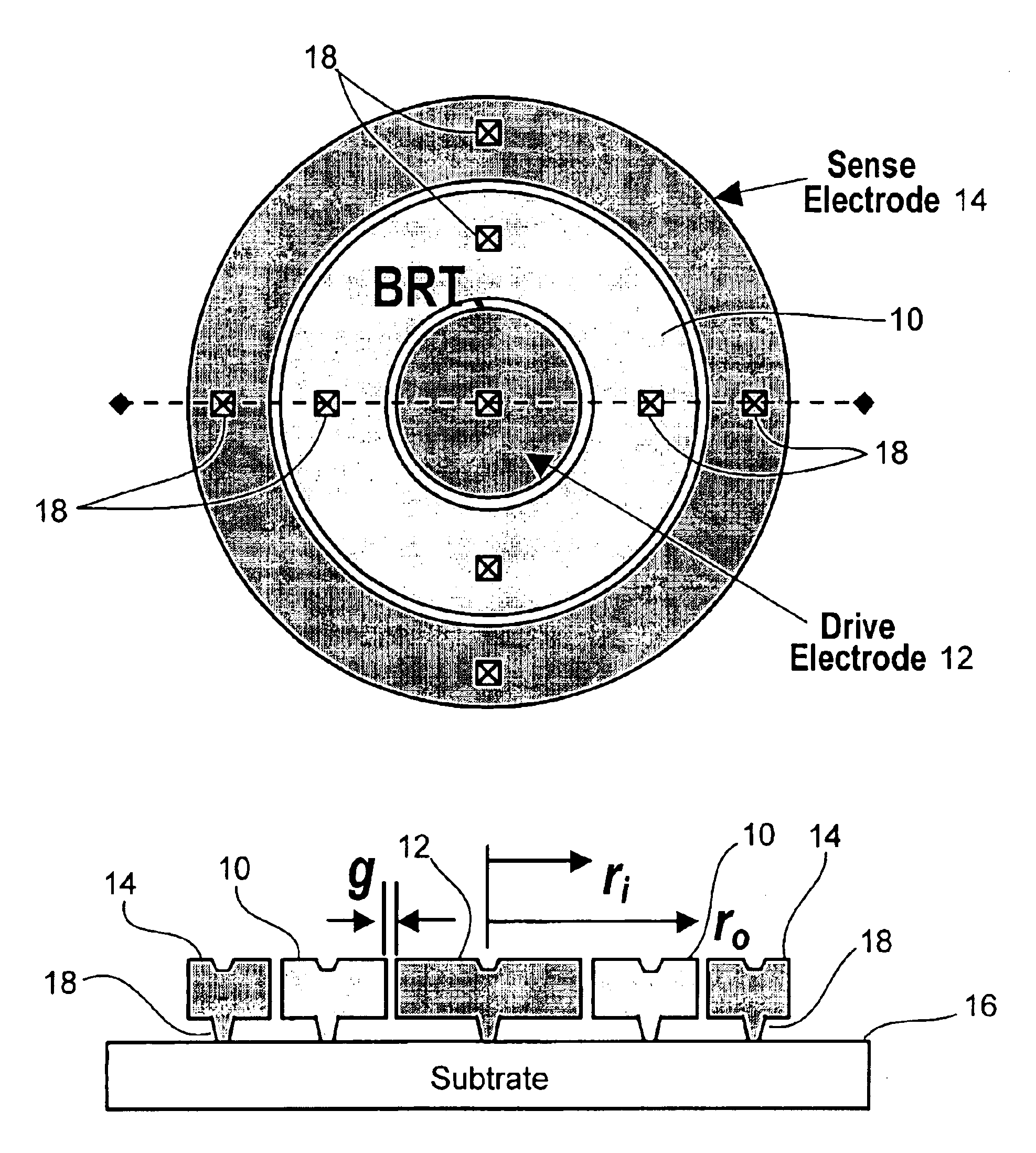 Radial bulk annular resonator using MEMS technology