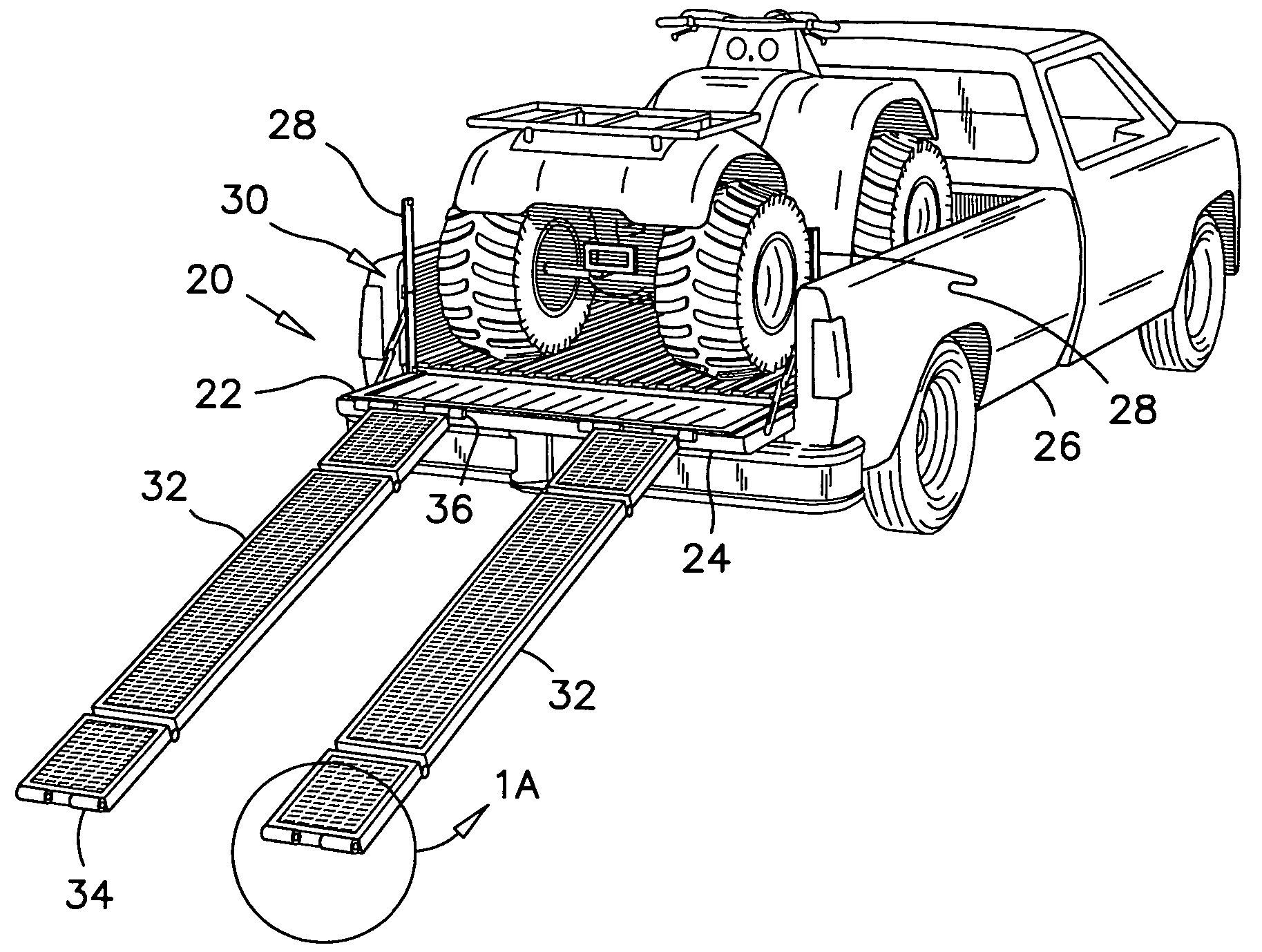 Base structure for a truck bed extension and ramp system