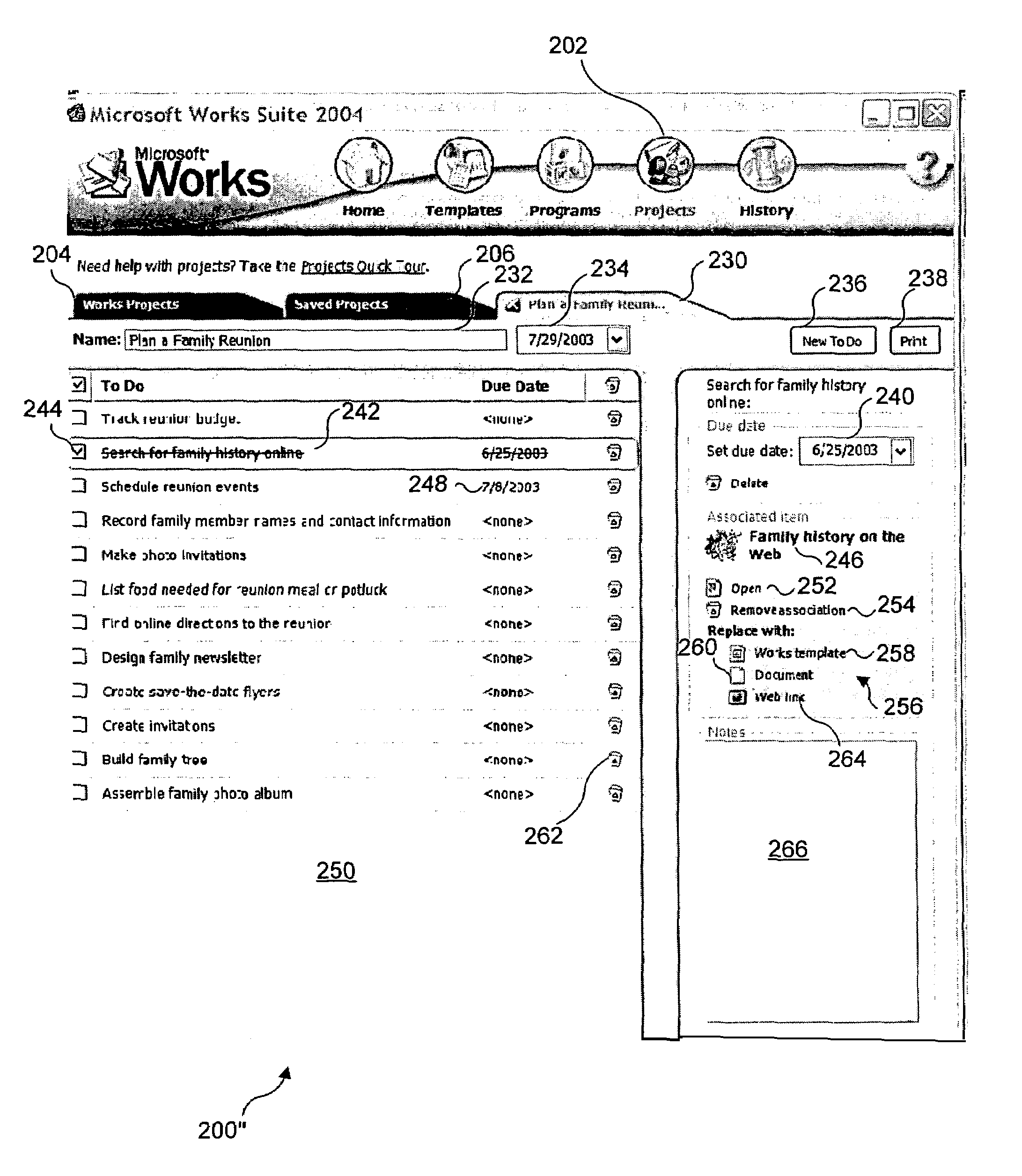 Method and system for organizing projects in an integral user environment