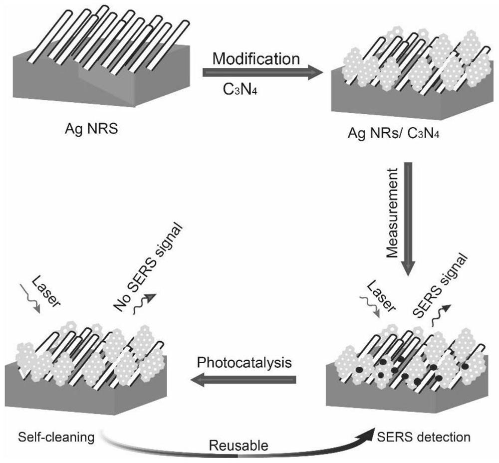 agnr/o-g-c  <sub>3</sub> no  <sub>4</sub> Substrate, its preparation method and its application in the sensitive detection of recyclable SERS