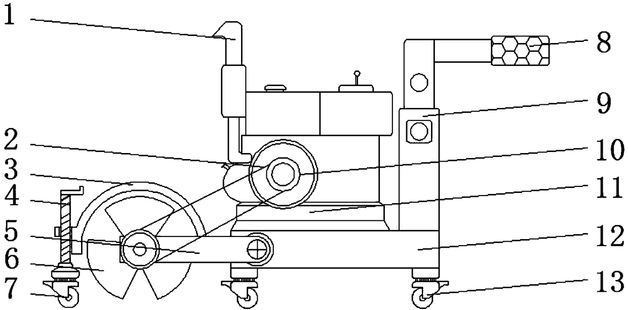 Cable arrangement trench excavation device for underground wiring construction of lighting street lamps