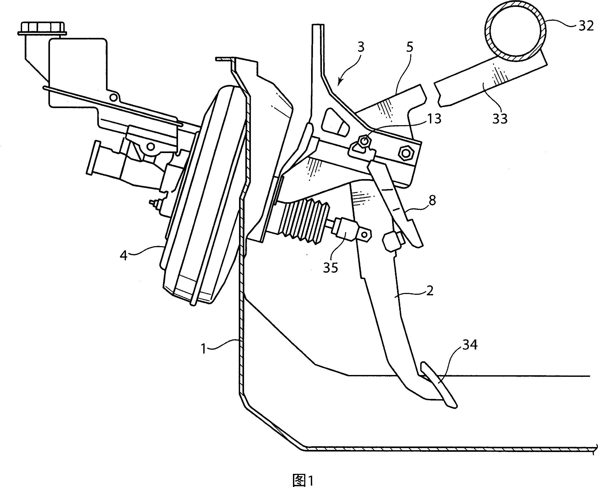 Support structure for control pedal