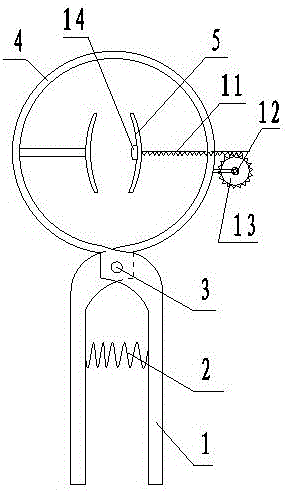 Artificial supplementary handheld electric persimmon tree girdling device with gear and rack reducing branch clamping function