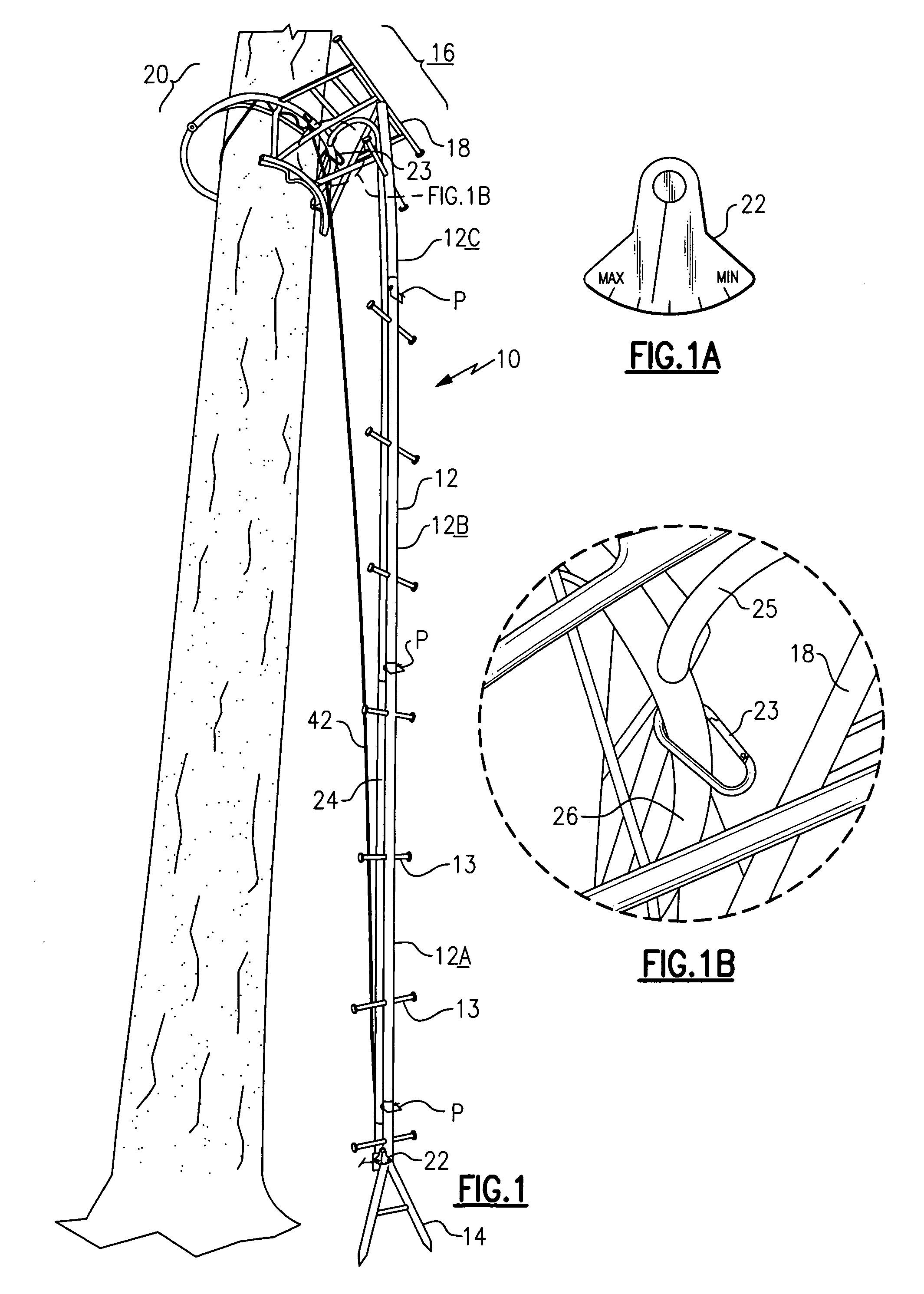 Suspended anchored climbing device with safety features