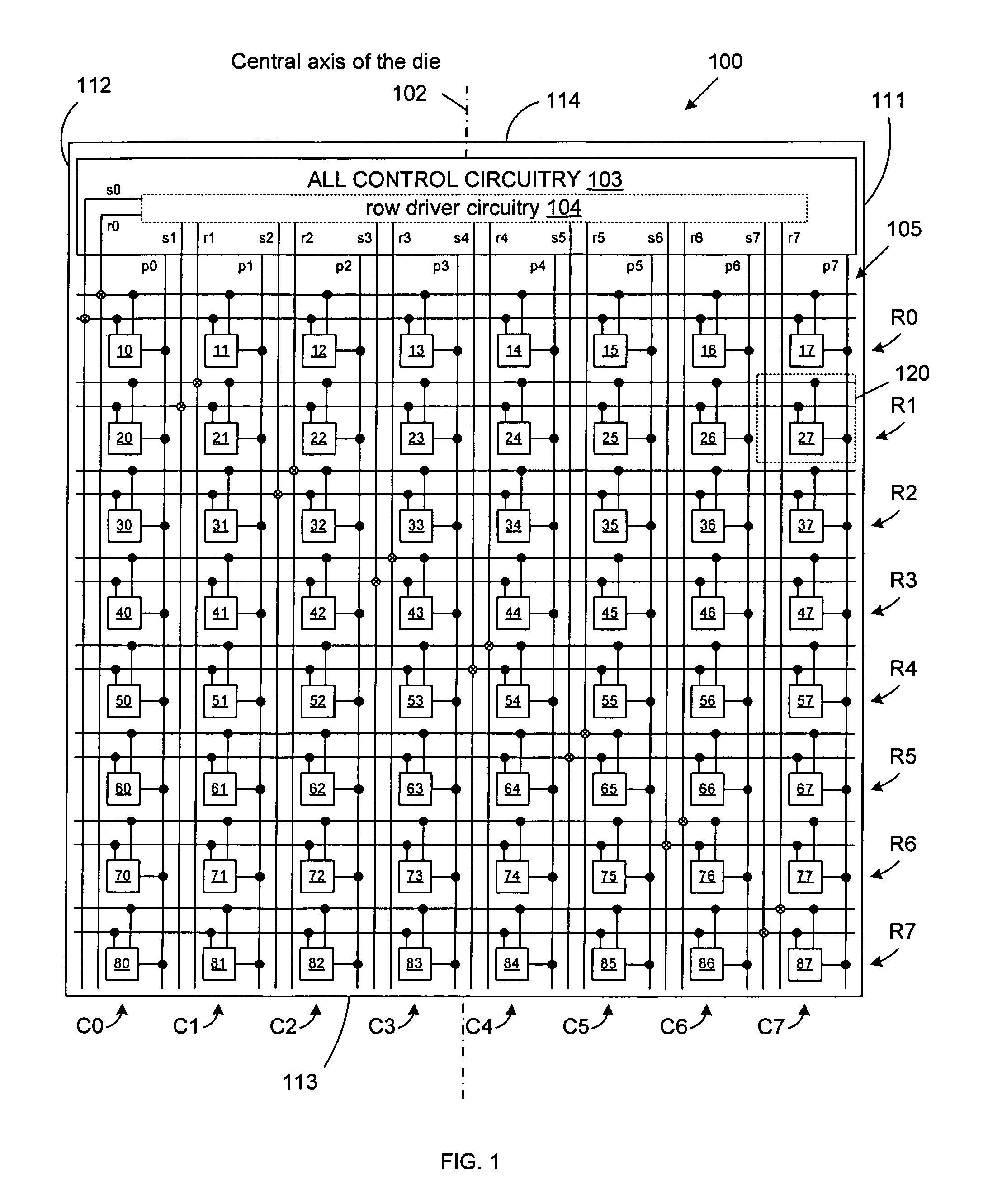 Horizontal row drivers for CMOS image sensor with tiling on three edges