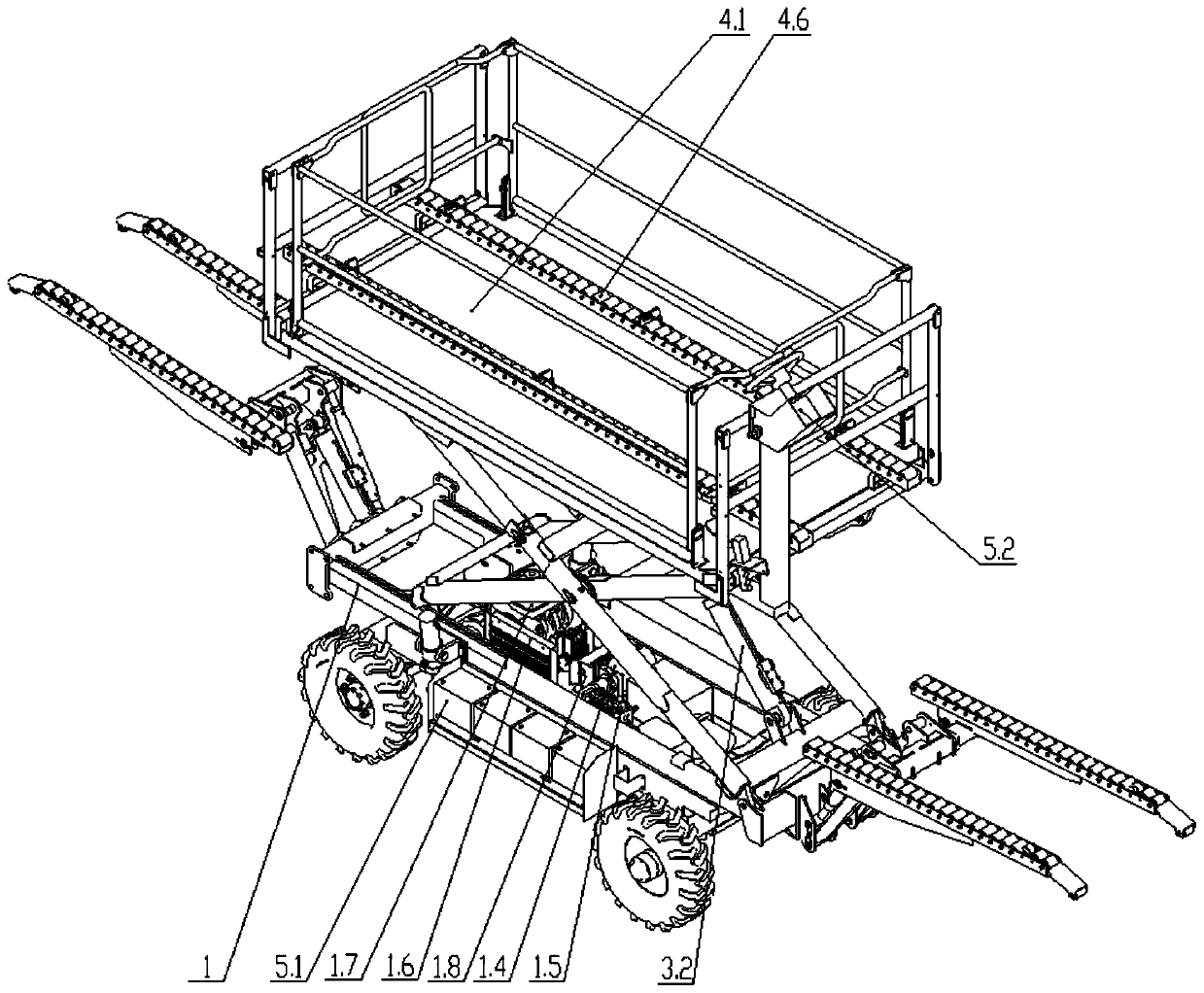 Automatic leveling orchard operation platform with dual-power system